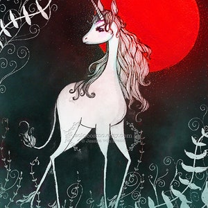 Limited edition print run 'The Last Unicorn' Amalthea 8.5x11 edition of 50 EACH fine art prints, signed, numbered. image 2