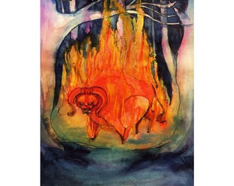 The Red Bull - The Last Unicorn - Poster - Matte Vertical Posters - Multi Sized - Premium  Fine Art Print - Jessica von Braun