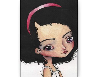 May Canvas Print - Gallery Wrap Canvas - Lowbrow Fine Art print by Jessica von Braun - Watercolor Big Eye Girl Art