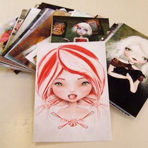 Candy Cane Girl Peppermint ACEO/ATC Artist Trading Card Mini Print 2.5x3.5 by Artist Jessica Grundy image 3