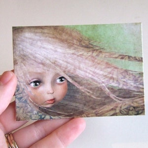 ACEO/ATC Mini Fine Art Print Spring Artist Trading Card 2.5x3.5 Lowbrow Art Print of Original Artwork by Jessica Grundy image 2