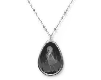 The Dreams of the Invisible Girl pendant Necklace  - Oval Necklace - Pendant - Art by Jessica von Braun - Silver chain