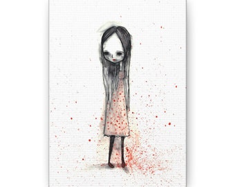 Clarice Canvas Print - Gallery Wrap Canvas print - Lowbrow Fine Art print by Jessica von Braun - Creepy Cute Darkling Girl Art