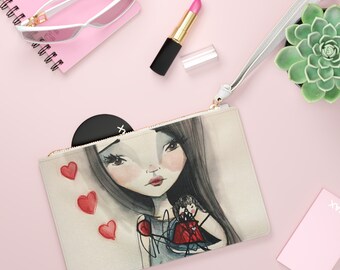 In My Heart - Mommy and Me Artwork - Art bag by Jessica von Braun - Vegan bag - Money Bag - Change Purse - Mother's Day Gift