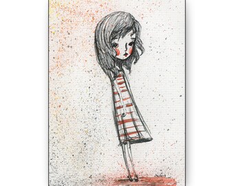 Michaela Canvas Print - Gallery Wrap Canvas - Lowbrow Fine Art print by Jessica von Braun - Watercolor print in red and black