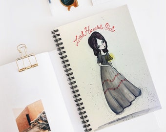 Little Haunted Girl Journal - Art by Jessica von Braun - Spiral Notebook - Ruled Line - Little Girl - Watercolor Art - Ghost Girl