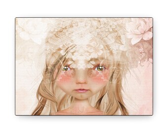 Jenna Portrait Gallery Wrap Canvas print - Fine Art print by Jessica von Braun - Pop Lowbrow Art - Professional Canvas Art - Girl in Pink