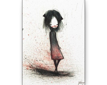 Candace Canvas Print - Gallery Wrap Canvas print - Lowbrow Fine Art print by Jessica von Braun - Watercolor Painting Art - Cute Dark Art