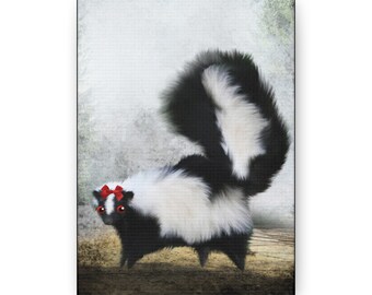 Ms. Skunk on her Own Canvas Print - Gallery Wrap Canvas print - Fine Art print by Jessica von Braun - Pop Lowbrow Art - Lowbrow Art Print
