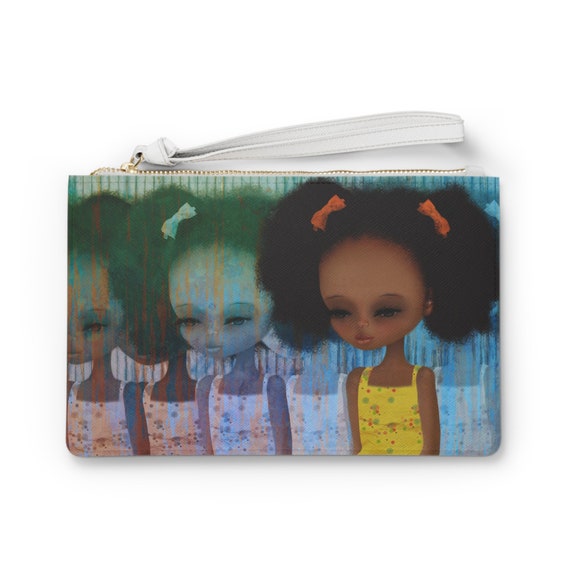 Deja vu Clutch Bag Creepy Cute Art Art bag by Jessica von Braun Vegan  bag Money Bag Change Purse