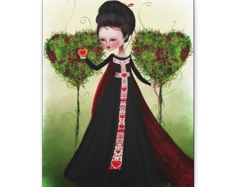 SIGNED - ONE LEFT - The Queen of Hearts - Fantasy Gallery Wrap Canvas print - Fine Art print by Jessica von Braun - Pop Lowbrow Art