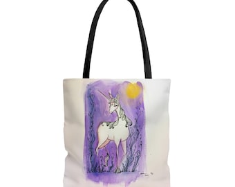 The Last Unicorn Tote Bag - Art by Jessica von Braun - The Unicorn Lived in a Lilac Woods - Cute Artwork