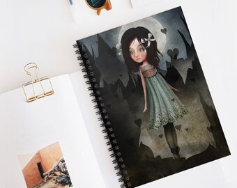 Jagged Journal - Art by Jessica von Braun - Spiral Notebook - Ruled Line - Little Girl walking in the mountains