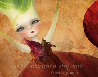 5x7 Premium Art Print "Layers" Small Size Giclee Print of Original Lowbrow Artwork - Red Onion Girl by Artist Jessica Grundy