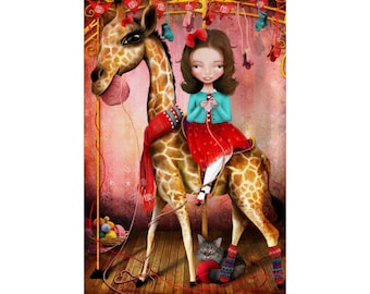 Little Debbie - Poster - Matte Vertical Posters - Multi Sized - Fine Art Print - Jessica von Braun - Giraffe Girl