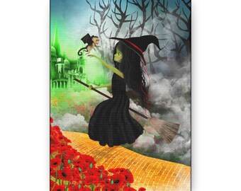 Wicked Witch of the West Canvas Print - Gallery Wrap Canvas print - Lowbrow Fine Art print - Elphaba Canvas Print - Wizard of Oz