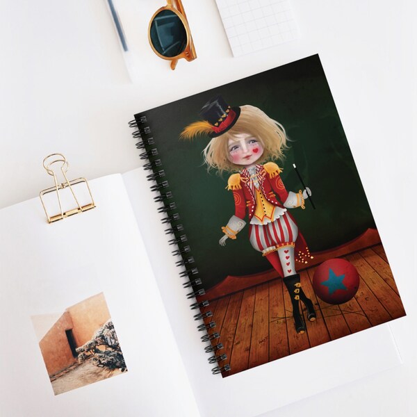 Le maitre de l'anneau Journal - Art by Jessica von Braun - Spiral Notebook - Ruled Line - Little Girl - Big Eye Girl - Circus Girl