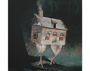 Baba Yaga House Gallery Wrap Canvas print - Fine Art print by Jessica von Braun - Pop Lowbrow Art - Professional Canvas Art