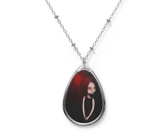 Love - Oval Necklace - Pendant - Art by Jessica von Braun - Silver chain - Fantasy Art - Fairy Tale Art - Emotions Series