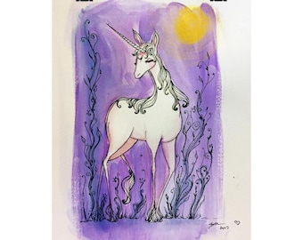 The Last Unicorn - Poster - Matte Vertical Posters - Multi Sized - Premium Whimsical Fine Art Print - Jessica von Braun