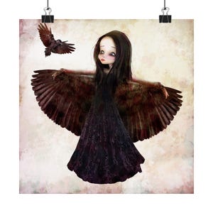The Crow - Poster - Matte Vertical Posters - Multi Sized - Premium Whimsical Fine Art Print - Jessica von Braun