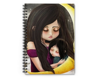 Goodnight Baby Journal - Art by Jessica von Braun - Spiral Notebook - Ruled Line - Mother and Daughter Art - Mommy and Baby