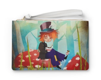 The Hatter Clutch Bag - Samurai Comic Book Girl - Art bag by Jessica von Braun - Alice in Wonderland Art