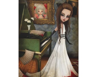 Elizabeth Killbride Gallery Wrap Canvas print - Fine Art print by Jessica von Braun - Pop Lowbrow Art - Canvas - Creepy Spooky art