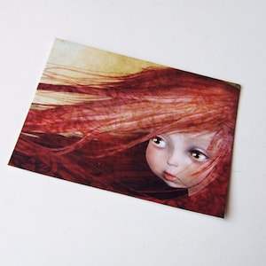 ACEO/ATC Mini Fine Art Print "Fall" Artist Trading Card 2.5x3.5 - Lowbrow Art Print of Little Girl Original Artwork by Jessica Grundy