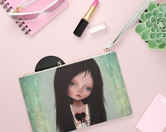 Heartache Clutch Bag - Samurai Comic Book Girl - Art bag by Jessica von Braun - Vegan bag - Money Bag - Change Purse