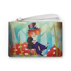 The Hatter Clutch Bag - Samurai Comic Book Girl - Art bag by Jessica von Braun - Alice in Wonderland Art