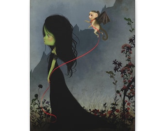 Elphaba Gallery Wrap Canvas print - Fine Art print by Jessica von Braun - Pop Lowbrow Art - Canvas - Wicked Witch of the West - Oz
