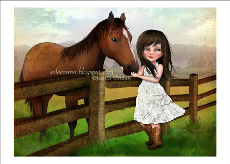 5x7 Art Print Kate Dark Brown Haired Little Girl | Etsy