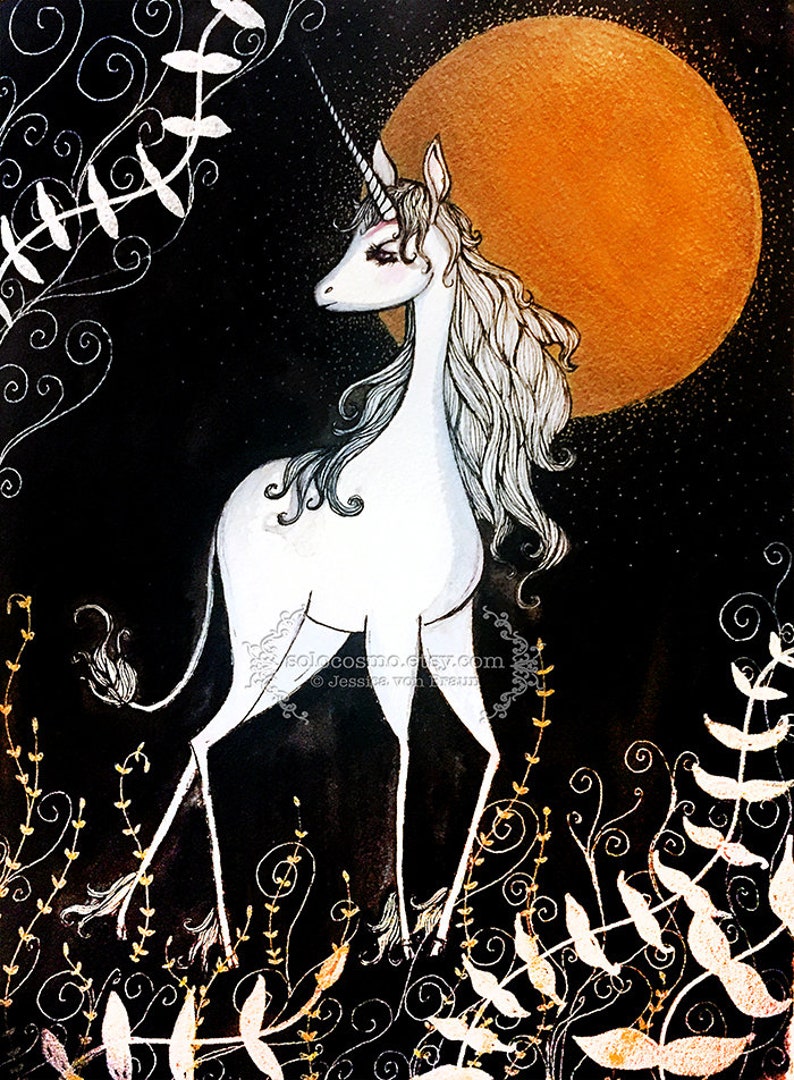 Limited edition print run 'The Last Unicorn' Amalthea 8.5x11 edition of 50 EACH fine art prints, signed, numbered. image 1
