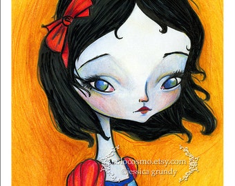 5x7 Art Print 'Snow White' - Fairytale Princess - Fantasy Illustration - Child's Bedroom Artwork by Jessica Grundy