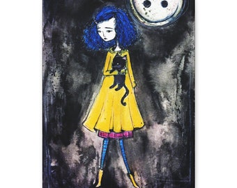 SIGNED - ONE LEFT - Coraline Gallery Wrap Canvas print - Fine Art print by Jessica von Braun - Pop Lowbrow Art - Canvas