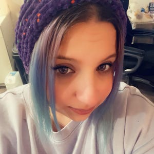 Purple speckled crochet Headband