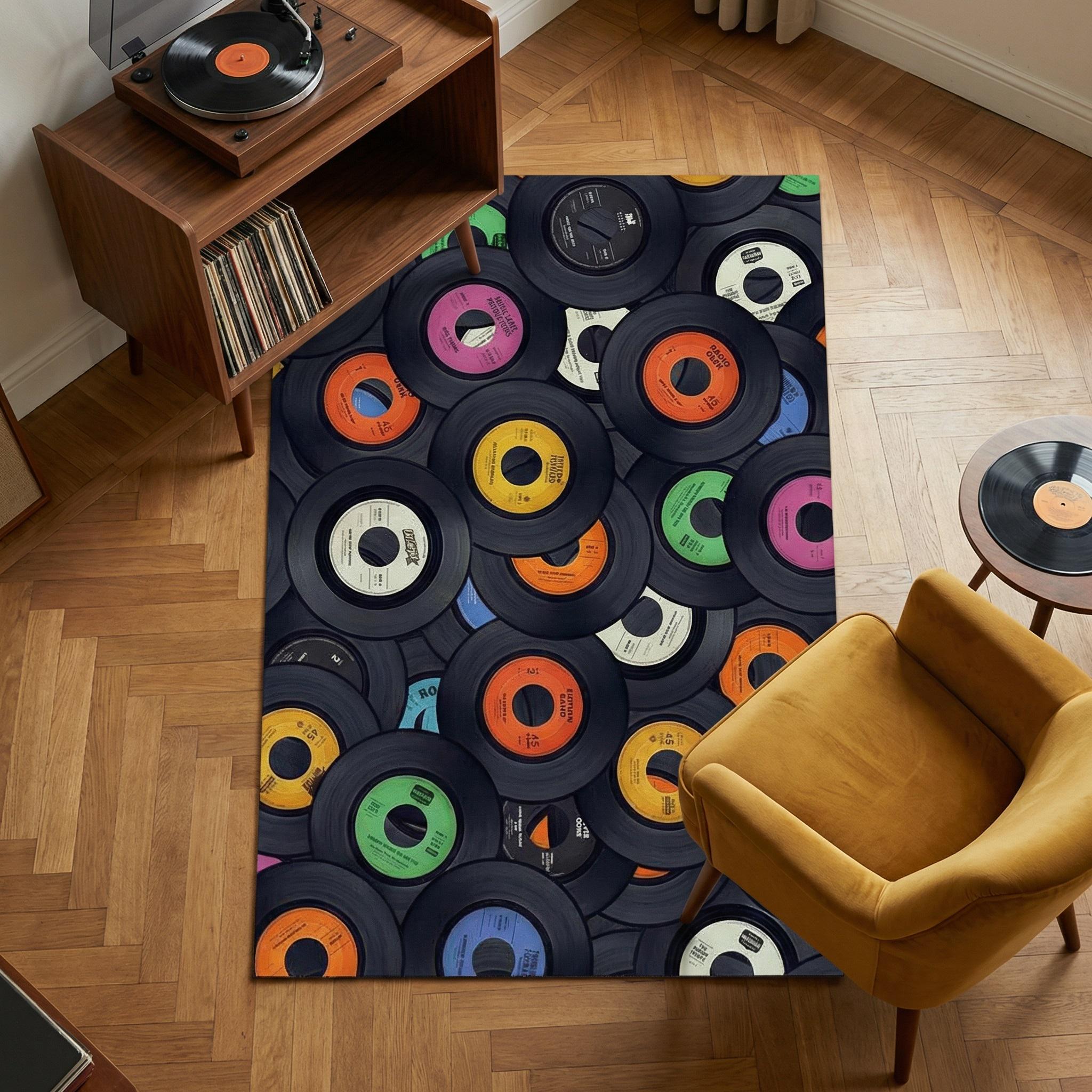 Personalized Vinyl Record Rug: Custom Retro Music Design, Non-slip - Etsy