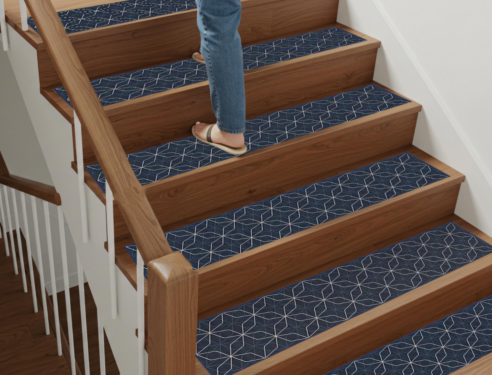 Custom Stair Rug, Blue Washable Runner, Soft Minimalist Decor - Etsy