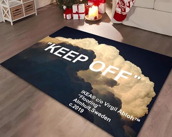 Custom Printed Rug, Black Designer, Non Slip, Washable