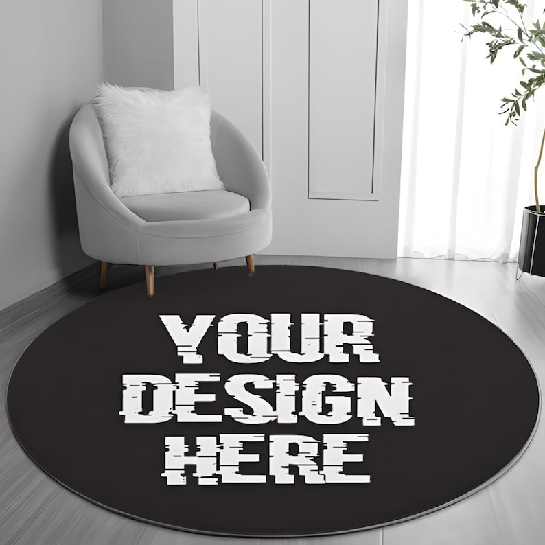 Custom Circular Rugs Washable Round Rug, Non Slip Area Rug, Custom Logo Design - Etsy