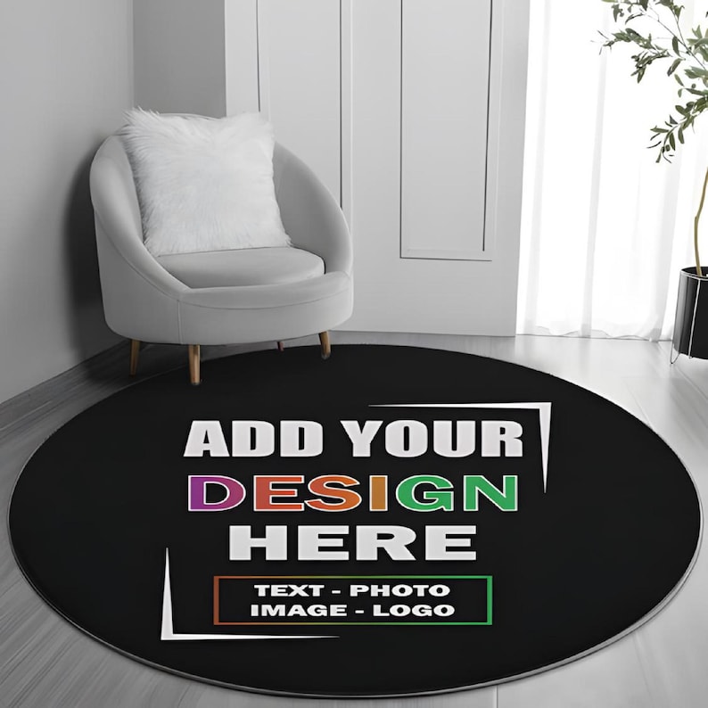 Custom Circular Rugs Washable Round Rug, Non Slip Area Rug, Custom Logo Design - Etsy