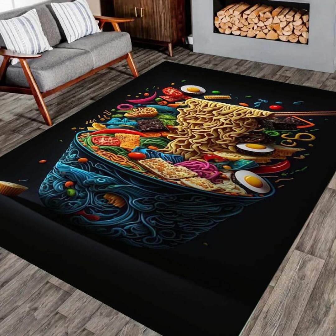 Ramen Bowl Rug, Colorful Food Rug, Washable Non Slip Mat - Etsy