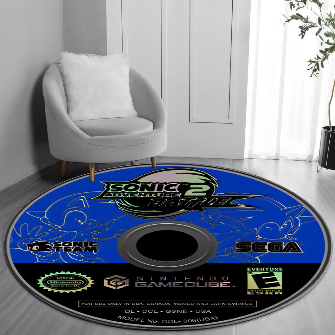 Sonic Cd Disc Rug, Blue Round Floor Mat, Washable Gaming Decor - Etsy