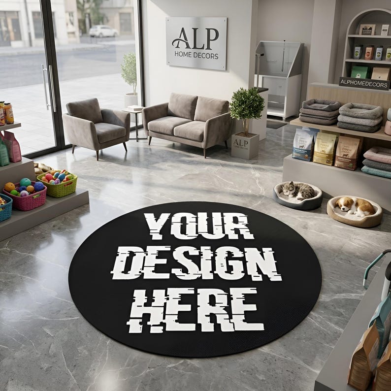 Custom Circular Rugs Washable Round Rug, Non Slip Area Rug, Custom Logo Design - Etsy