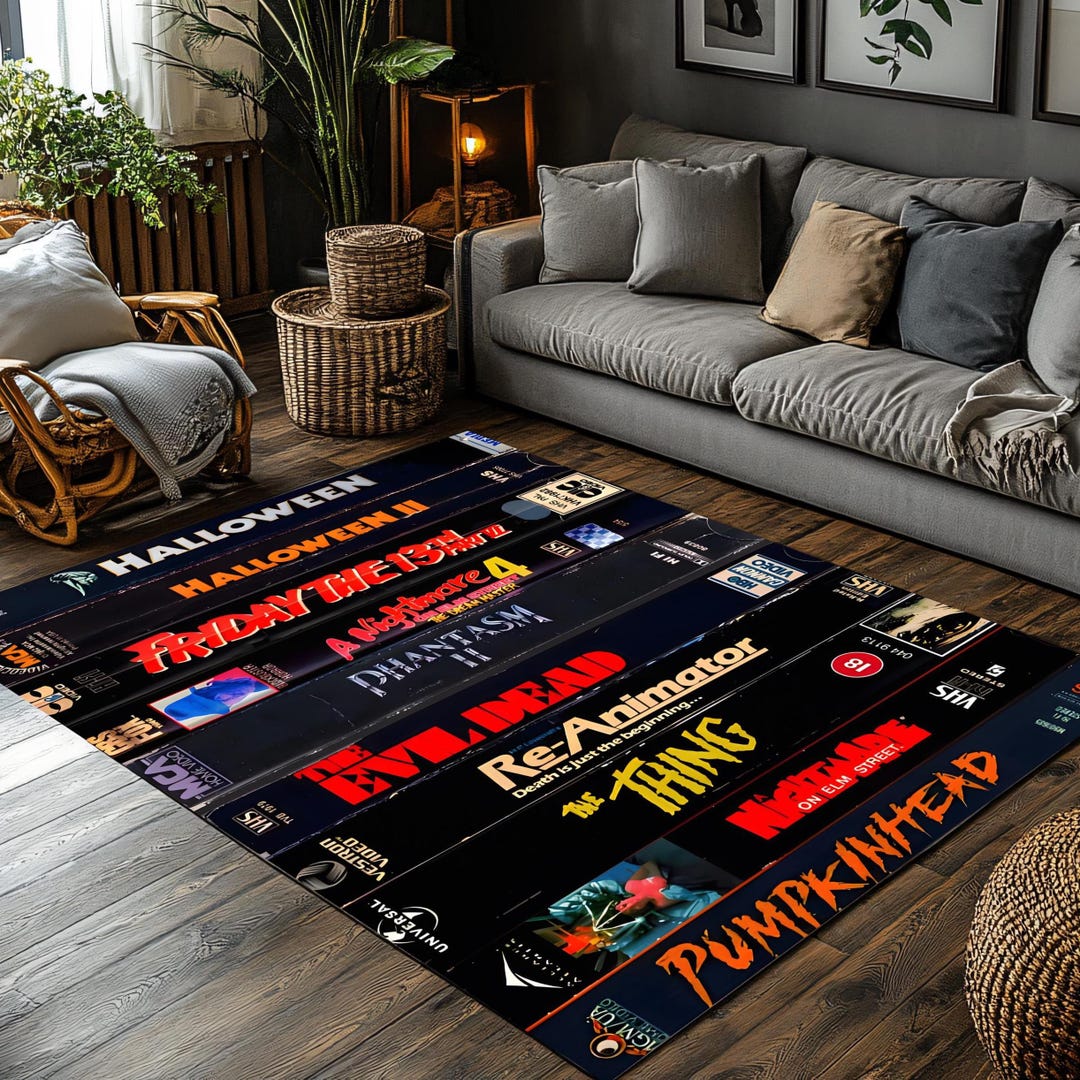 Retro Vhs Design Rug, Blockbuster Rug, Horror Fan Decor - Etsy