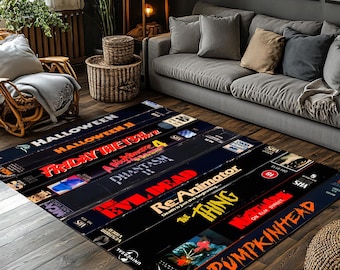 Retro Vhs Design Rug, Blockbuster Rug, Horror Fan Decor