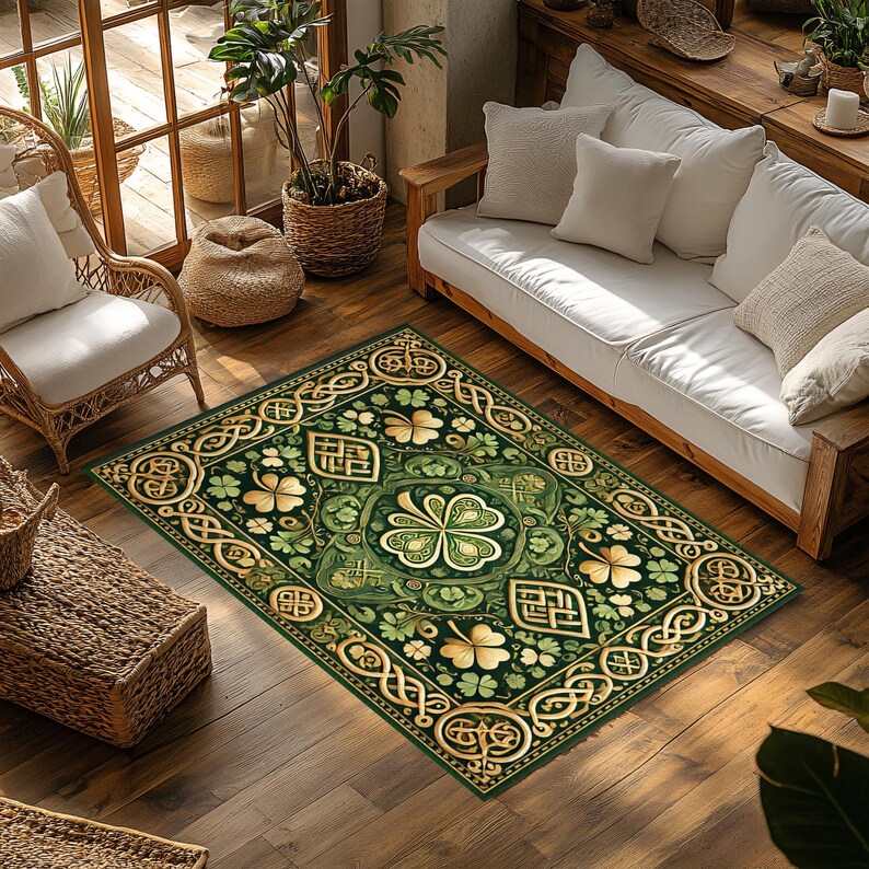 Celtic Knot Rug, Green Vintage Rug, Shamrock Floor Mat, Washable - Etsy