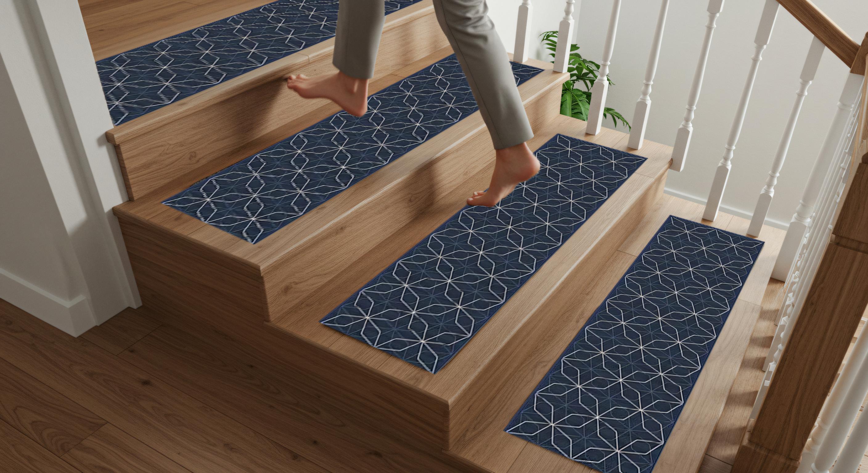 Single Stair Rug Custom Stair Rug, Blue Washable Runner, Soft Minimalist Decor - Etsy