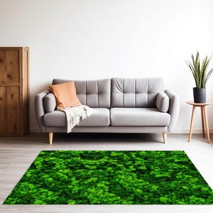 Custom Printed Rug, Green Moss Design, Washable Home Decor Rug